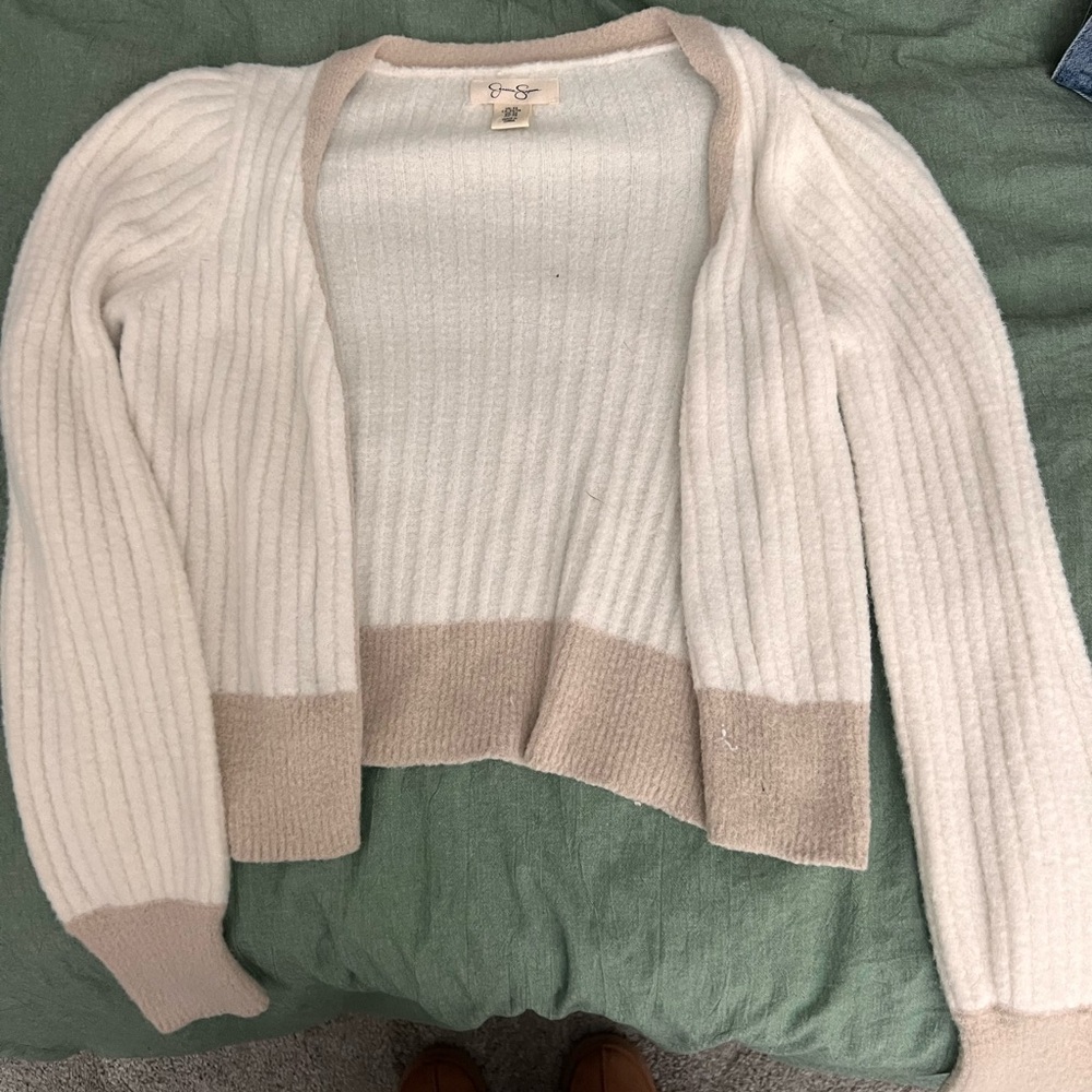 Jessica Simpson Cream and Tan Cardigan